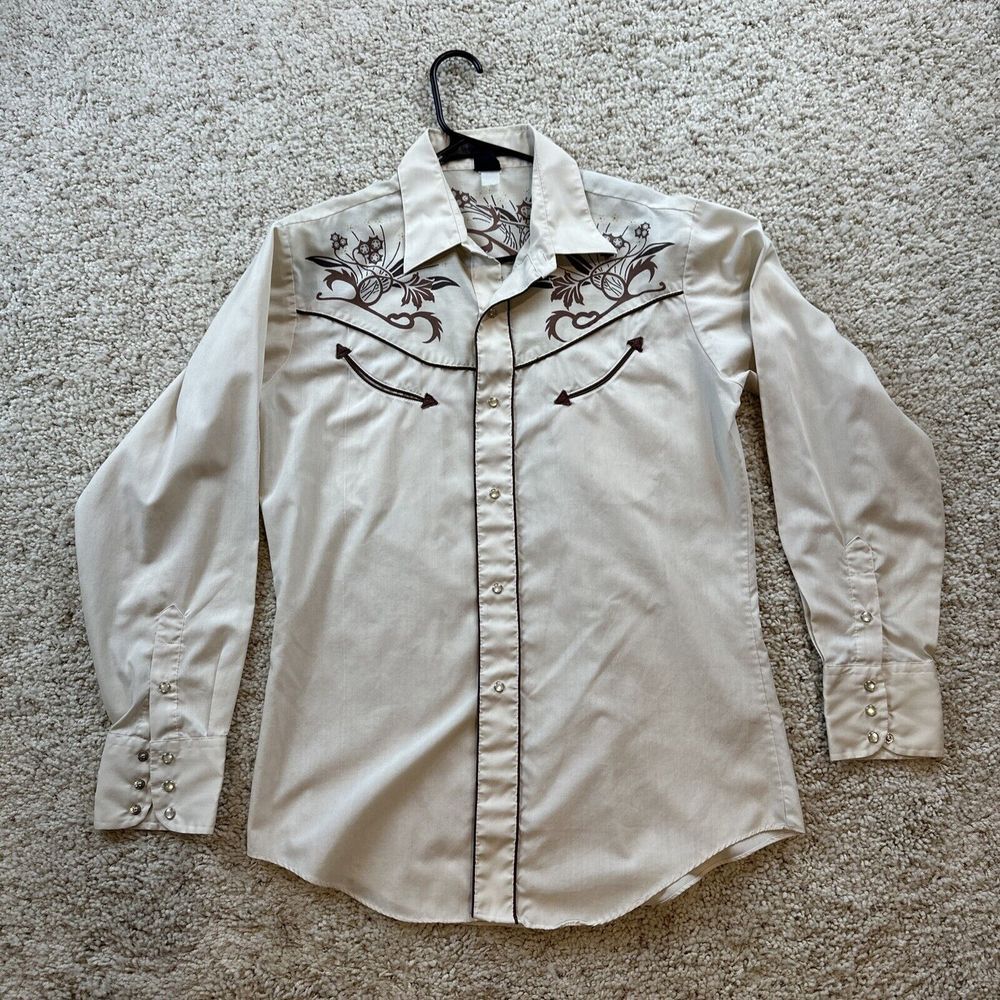 80s Vtg LEVIS Pearl Snap Western‎ sz L Cowboy Shirt Rodeo  Honky Tonk